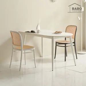 [라로퍼니처]윈저 1350 반타원 포세린 통 세라믹 4인 식탁 세트 (식탁+의자2)