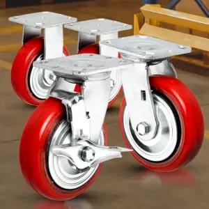 구루마바퀴 우레탄적색 중량용 이동식 캐스터 6인치
