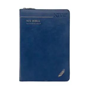 영문 NIV BIBLE 중단본 색인 지퍼 PU 네이비
