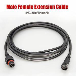2Pin 남성 Famale 플러그 케이블 1M/3M/5M 방수 IP67 확장 전선 커넥터 야외 조명