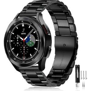 Olytop 갤럭시 워치 4/6/7 클래식 47mm 46mm 43mm 42mm /5 프로 45mm 밴드, 7 /FE /6 /4 밴드 44mm 40mm, 남성용 20mm 금속 스테인리스 스틸 교체 손목 스트랩, 블랙