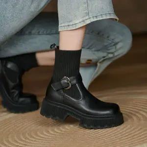 여성 가보시 통굽 니트 앵클부츠 788 WFG2ZUK