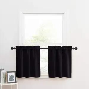 NICETOWN 자동차용 블랙 RV 창문 커튼 캠핑카용 소형 지하실용 단열 암막 티어 처리 티어(29W x 24L 인치