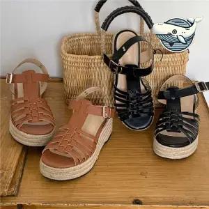 [하프클럽/]여름 스트랩 웨지힐샌들 발목 조절 편한 샌들