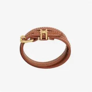 레 퀴르 더블 팔찌 카프스킨 골드 피니시 브라스 골드 탠 460SF3BCF 04GT