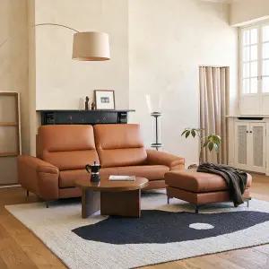 다한 3인용 이태리 벨라니 통가죽 소파 + 스툴