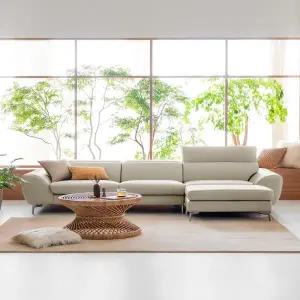 [봄소와] 진이 4인용 벨라니 통가죽 헤드레스트 소파+스툴