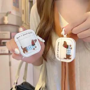 아트박스/위티위글 릴레인 닥스훈트 화이트 에어팟 1/2/3/4 PRO 케이스