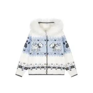 포뇨2 남성 러블리 퍼 탈부착 후드 코트 가을 겨울 스웨터 강아지 도톰 카디건 OPH4