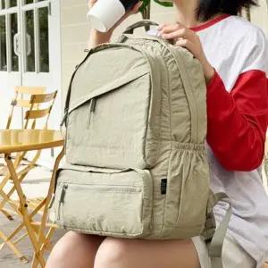 [하프클럽/]책가방 학생 백팩 포켓 심플 데일리 경량 연카키