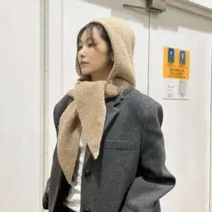울목도리 후드 울 머플러 커플 여성 목도리 겨울 니트 롱 숄 쁘 후드머플러