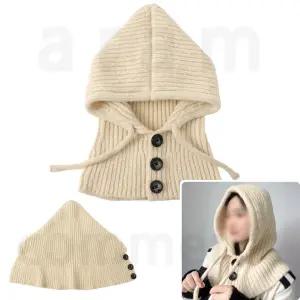 방한 목 여성 후드 넥워머 모자 니트 IVO
