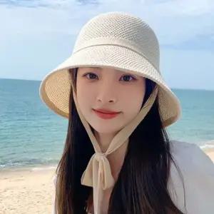여자 여름 시원해 보이는 패턴 모자 끈 캐쥬얼 버킷햇