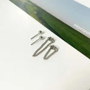 체인 귀걸이 2개 세트 미니멀 남녀공용 악세사리 (WFKBJHQ)