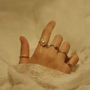 하트모양 진주링세트 여성 링세트 5pcs 파티액세서리 (WFKBNNE)