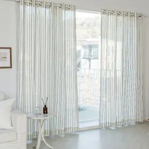 까르데코 모노라인 린넨룩 스트라이프 안방 거실 대형커튼 2장