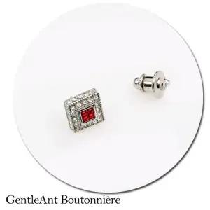 [하프클럽/]정장악세사리 부토니에 레드 사각 침핀 GR09-1D934