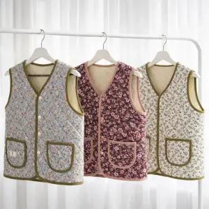 플라워융털조끼 꽃무늬 김장조끼 할머니 시골 촌캉스룩 커플룩 우정룩 누빔 레트로