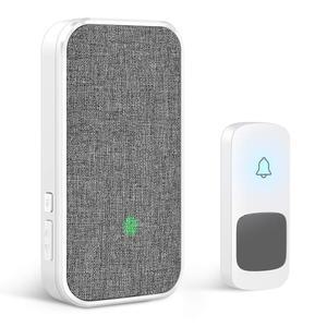 무선 초인종, 원격 초인종 장거리 1300FT 패브릭 마감, 쿨키야 휴대용 차임벨 1PC 플러그인 및 방수 링거 버튼