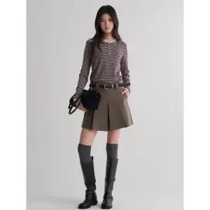 [에잇세컨즈] 스웨이드 벨트 스커트  베이지 (356127SM3A)