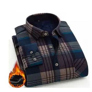 남성용 겨울 기모 남방 따뜻한 발열 체크 남방