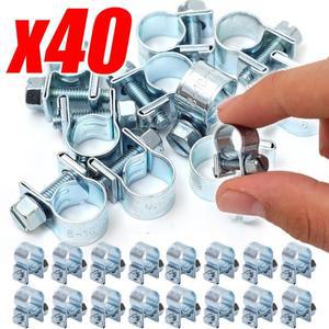 40-10PCS 호스 클램프  파이프 8-10mm 자동차 웜 드라이브 워터 클립 구색 키트