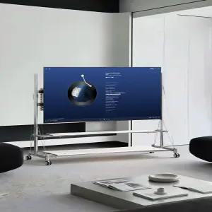 이동식 TV 스탠드 바퀴형 스테인리스 받침대 선반 수납