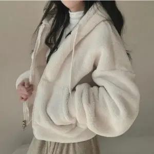 세미크롭 양털 퍼 겨울점퍼 후드집업 2컬러 여자