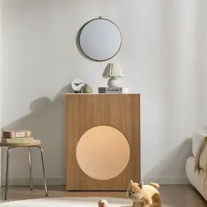 히트가구 C1387 원형 화장대 벽거울 LED조명 세트 2colors