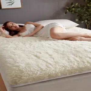 자연 양털 침대 호주산 푹신한 뉴질랜드 모피 카페트 리진 풍성한 두꺼운 백색 장모 담요 따