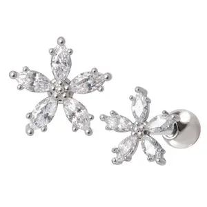 [미니아트]펜타스 큐빅 꽃 써지컬 스틸 패션 피어싱 2종 택1