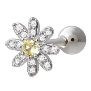 [미니아트]큐빅 데이지 꽃 써지컬 스틸 패션 피어싱