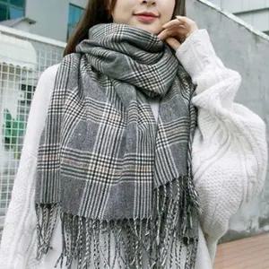 (색상 타탄체크-브라운)타탄체크 머플러 여자 여성 목도리 숄머플러