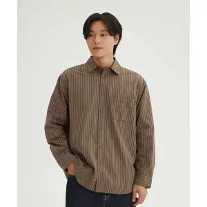 스파오 SPAO 고밀도코튼 스트라이프 오버핏 셔츠 바이오워싱_SPYWF49M01 SPYWF49M01 115704