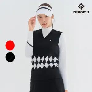 레노마골프 여성 가을 캐주얼 브이넥 패턴 니트 조끼 RWSVN 7202
