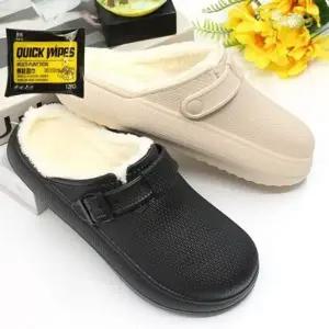 버클 남여 방한 슬리퍼 데일리 털신발 보온 실내화 신발 세정티슈 세트