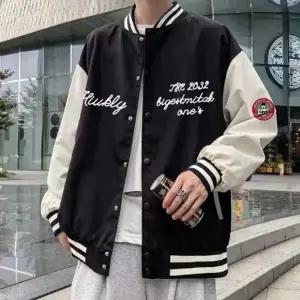 배색 가을 야구점퍼 시보리 타입 소매와 밑단 두줄 포인트 디자인 간절기 레이어드 과잠바