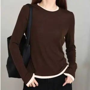 얇은긴팔면티 겨울티셔츠 넥 기본긴팔티상의티 여성롱슬리브여자긴팔