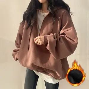 여성후드티 오버핏 겨울후드 후드티 기모후드티 오버핏후드 기모 하프집업