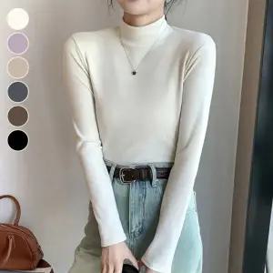 부드러운티셔츠 솔리드 겨울긴팔 터틀넥 반폴라 티셔츠 긴팔티 반폴라티셔츠