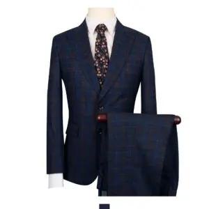 [하프클럽/]네이비브라운체크 남자세미정장