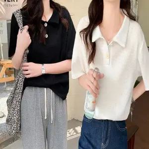 카라티 여름 카라티 데일리 여성 반팔 와플 셔츠 (WFKBX11)