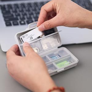 뚜껑이  휴대용 접이식 USB 플래시 드라이브 정리 상자-경량 PP 소재 사무용품용 다중 구획 보관