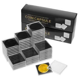 10PCS 16mm-40mm 투명 사각 컬렉션 스토리지 박스 플라스틱 동전 랙 캡슐 박스 디스플레이 상자