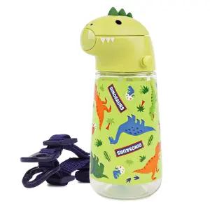 (공룡) 다이노사우르스 다이컷 스트로보틀 420ml물통 스트로보 원터치빨대 캐릭터 투명 어깨끈 휴대용