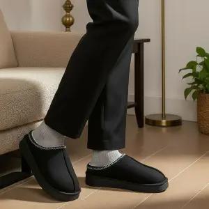 남성 겨울 외출 나들이 사무실 퍼 안감 스웨이드 라인 방한 슬리방수실내화 회장님슬리 사장님슬리 층간소