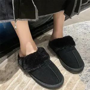 아트박스/신상오픈런 여성용 겨울 털안감 플랫 방한 슬리퍼