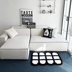 동글 블랙체커 발매트 가정용 주방 침실 홈인테리어 소품 집꾸미기 방용 화장실 자취생선물 선물