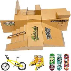 스케이트 파크 키트 핑거 스케이트보드 램프 세트 바이크 1대 3대 얼티밋 트레이닝 소품 및 장난감을 위한