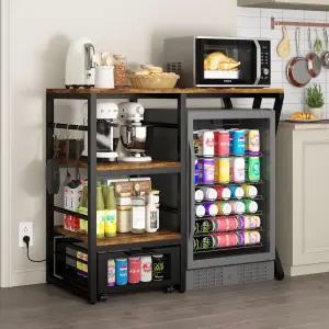 이동식 바구니가 있는 음료 와인 냉장고 스탠드 미니 공간 및 전원 콘센트가 커피 바 캐비닛 작업대가 주방